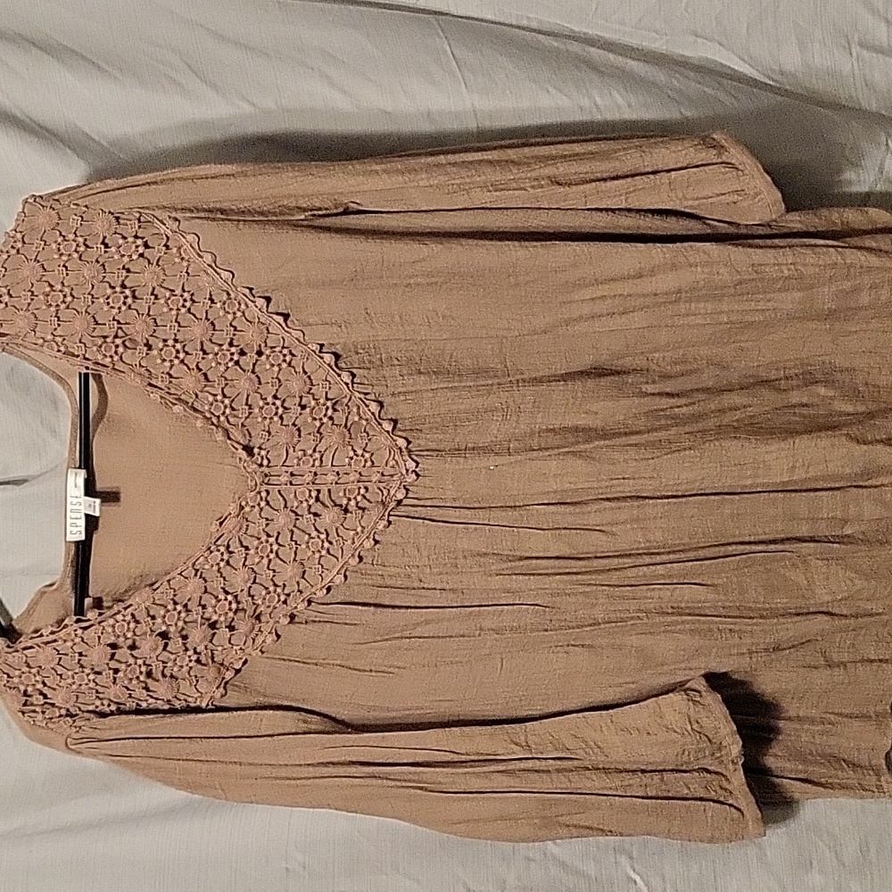 Spense, 3X,  Brown, Rayon, Polyester, Cotton, Dress Shirt